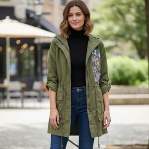 floral embroidered military jacket